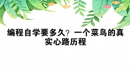 编程自学要多久?一个菜鸟的真实心路历程